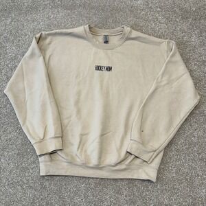 Gildan‎ Heavy Blend Hockey Mom Embroidered Sweatshirt Cream Crewneck Size M